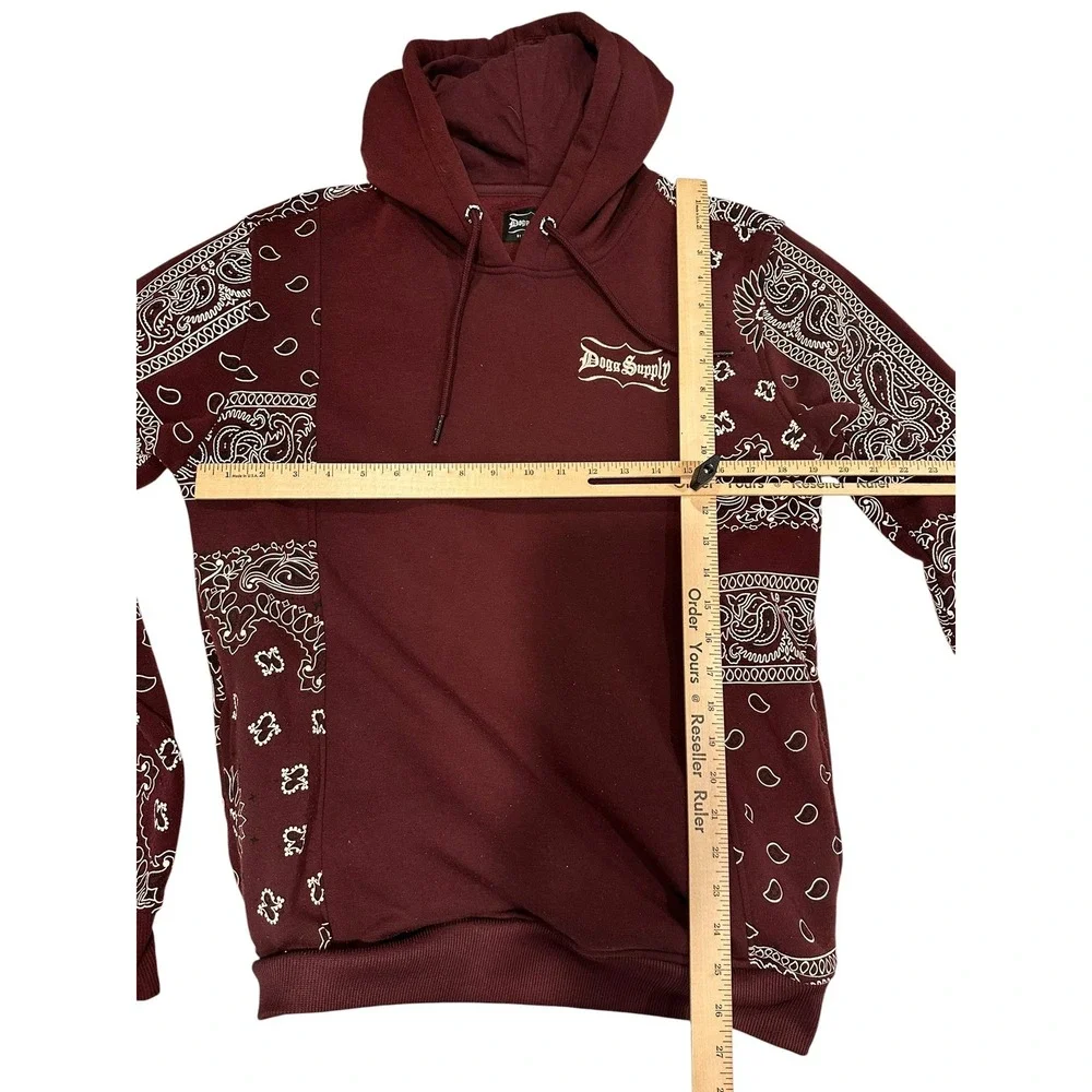 Dogg Supply by Snoop Dogg Mens Bandana Paisley Hoodie Maroon Burgundy Small
